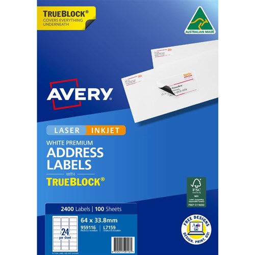 Envelopes & Post Accessories - Avery Trueblock Address Labels Laser ...