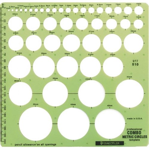 Rulers - STAEDTLER 977510 COMBO METRIC CIRCLE TEMPLATE PACK OF 5 ...