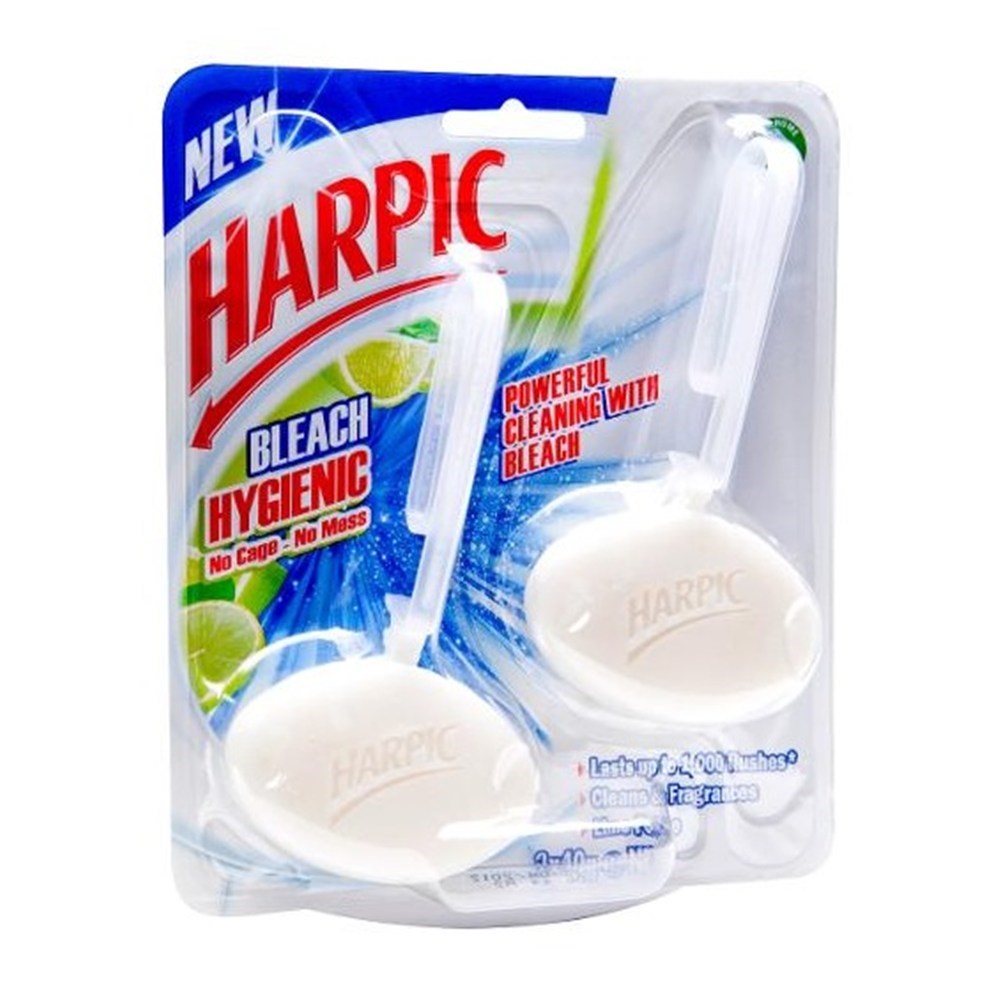 Cleaning HARPIC LIME IN THE BOWL TOILET FLUSH BLEACH 2 X 40GM PACK